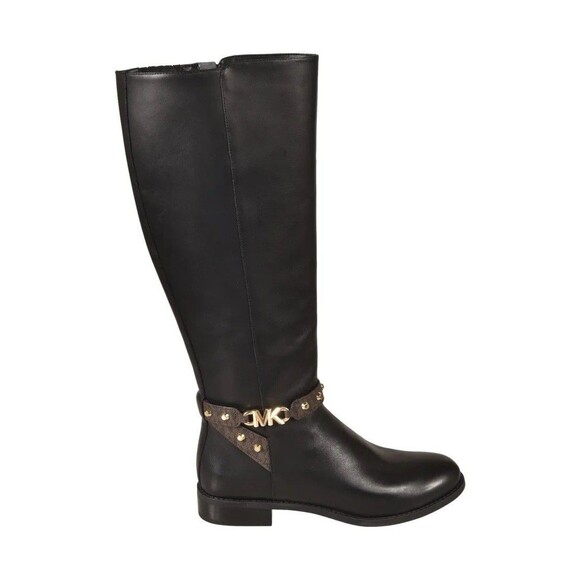 Michael Kors Womens Harland Riding Boot Size 10 Tall Black Brown Leather MK - Picture 1 of 4